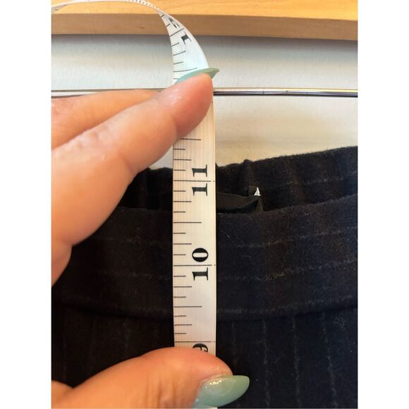 Theory Pull On Wide-leg Pinstripe Trousers Sz 6 Navy Minimalist Career Relax - Picture 6 of 10